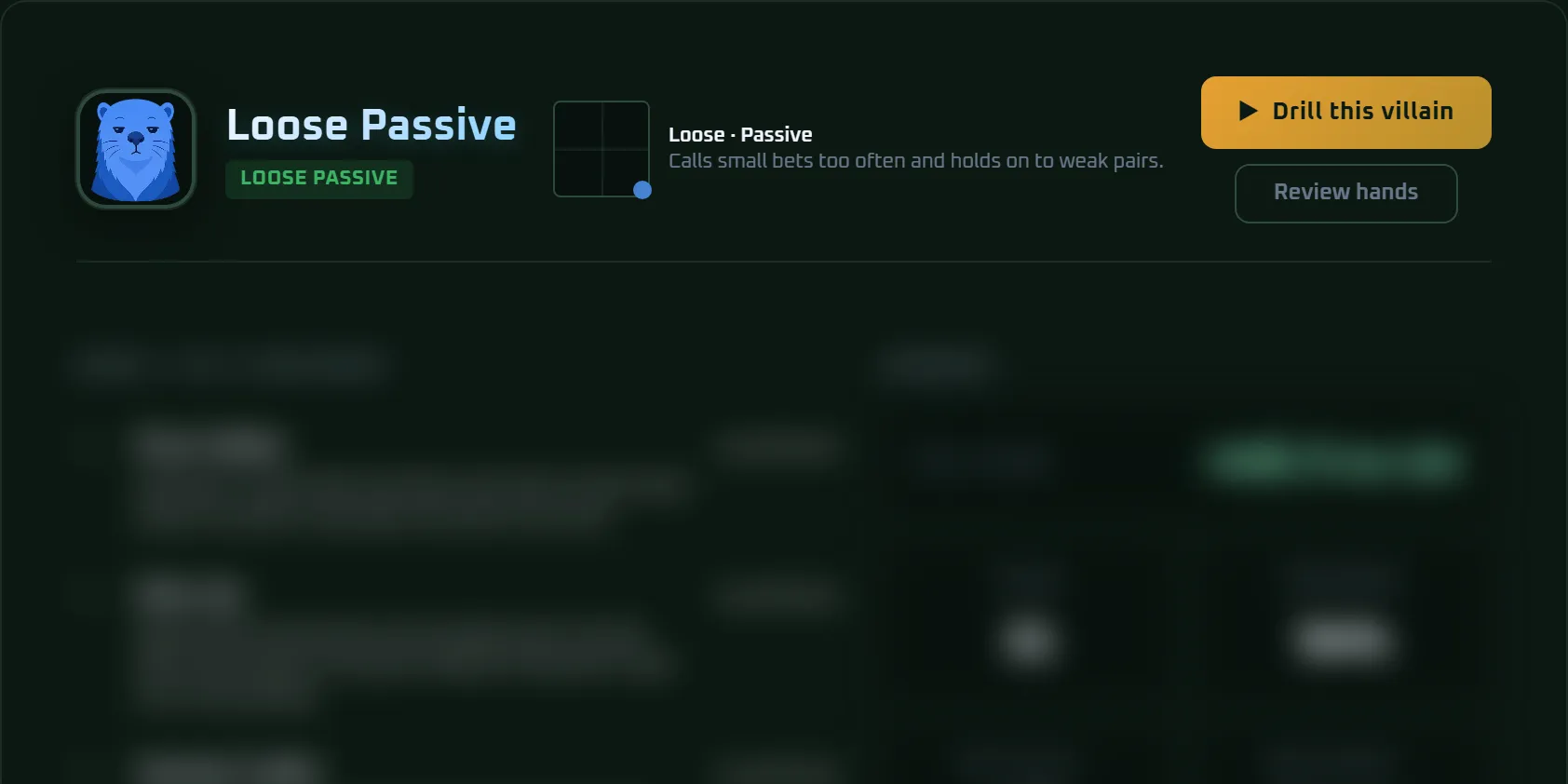 The Loose Passive player file: the header with the avatar, the type and the style locator.